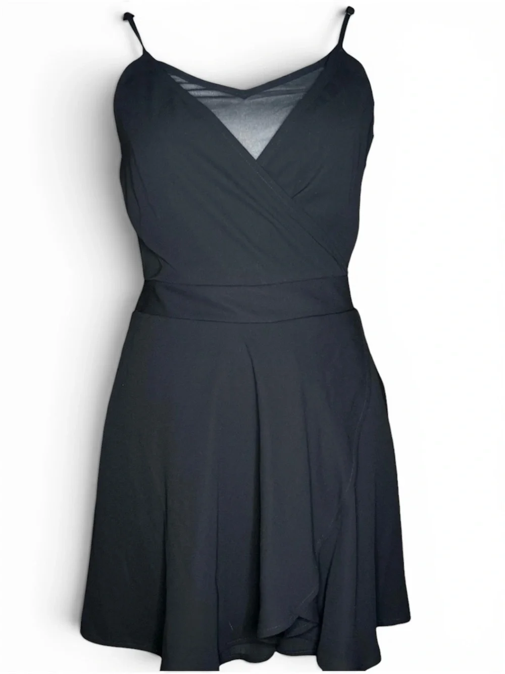 Express Black Chiffon Faux Wrap Skort Romper Size 6